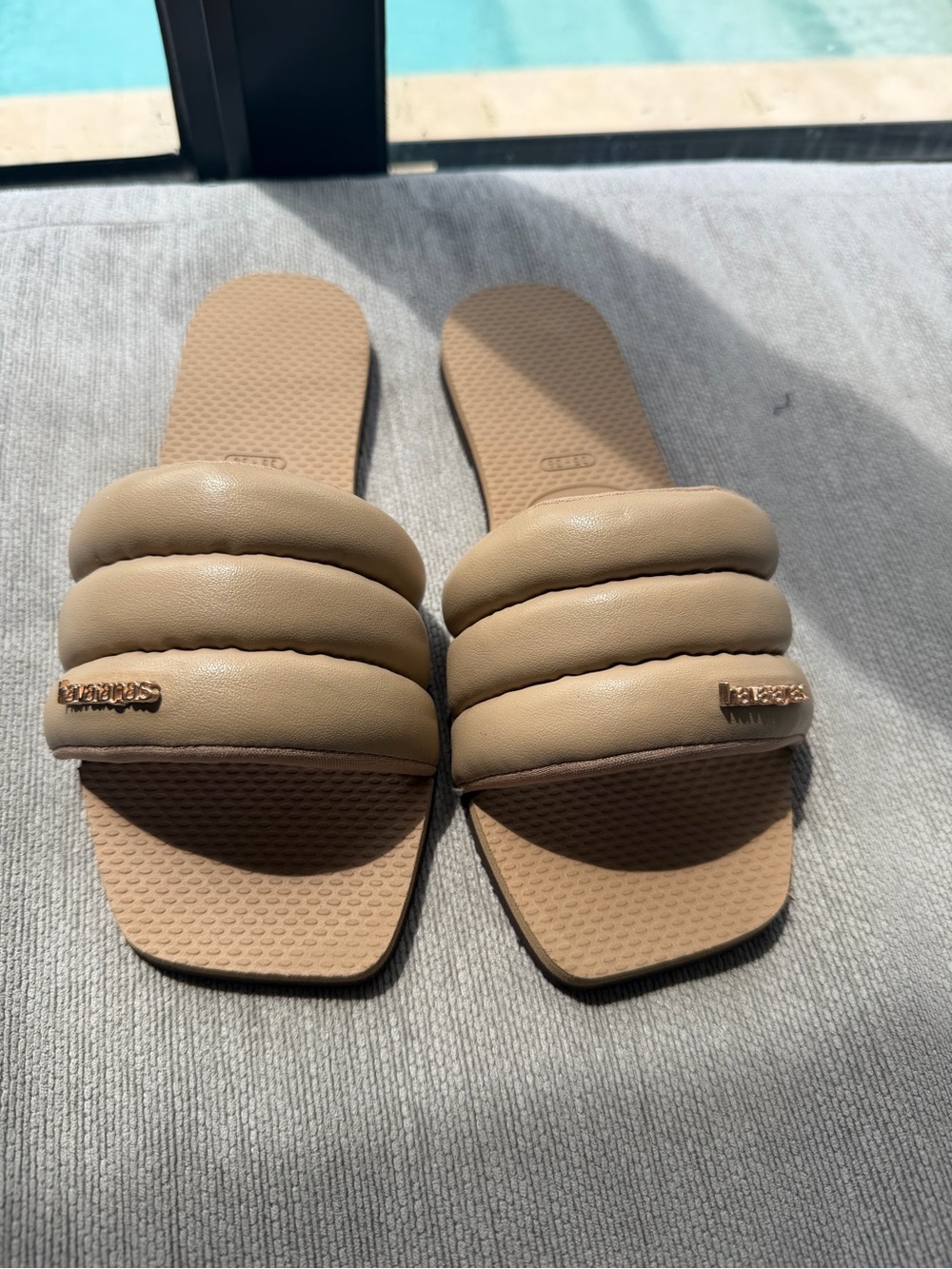 Havainas Padded Slide Sandals in Taupe